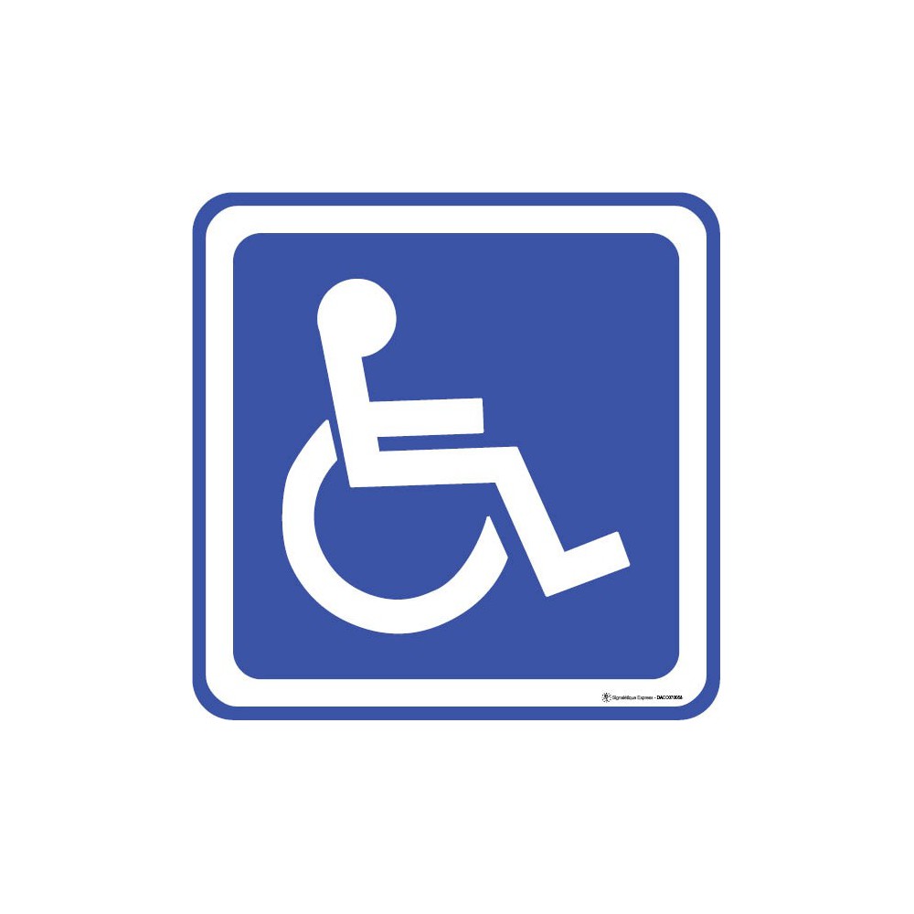 Accessible aux fauteuils roulants, handicapé, handicapé, signe autocollant  adhésif argenté avec symbole d'icône universel et texte taille 12 cm x 10  cm -  France