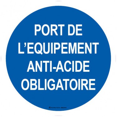 Panneau Port de l'équipement anti-acide obligatoire