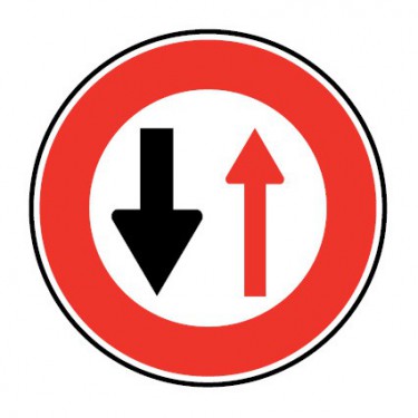 Panneau Cédez le passage aux véhicules venant en sens inverse - B15