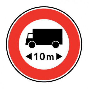 Panneau Accès interdit en fonction de la longueur des véhicules - B10a