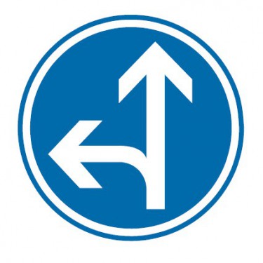 Panneau Direction obligatoire tout droit ou à gauche - B21d2