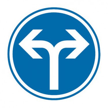 Panneau Direction obligatoire à gauche ou à droite - B21e
