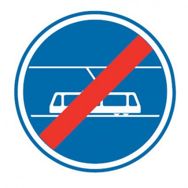 Panneau Fin de voies reservée aux tramways - B45b