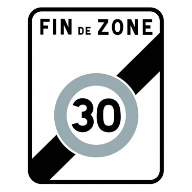Panneau Sortie d'une zone à vitesse limitée à 30 km/h - B51