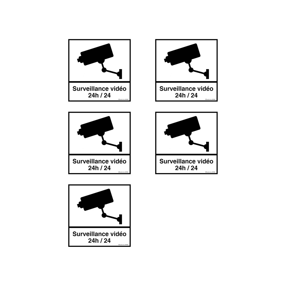 Lot de 6 autocollants / stickers Vidéosurveillance / 5.5 cm x 9 cm