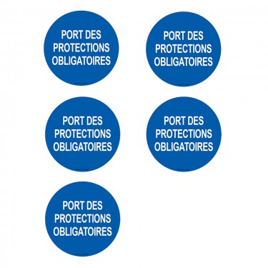 Autocollants Port des protections obligatoires - Lot de 5