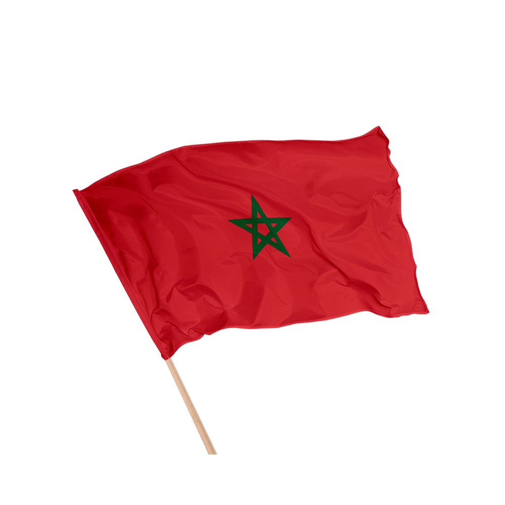 Drapeau Maroc sur Hampe à agiter - 5 tailles disponibles