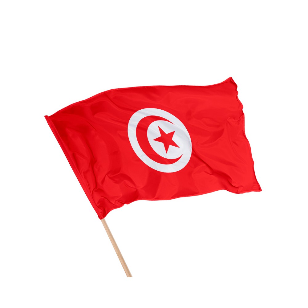 Drapeau Tunisie sur Hampe à agiter - 5 tailles disponibles