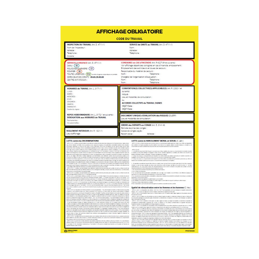 Affichage Code du Travail & Infos au Personnel Affiche Obligatoire – MCA  Group ©