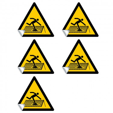 Autocollants Danger Toiture fragile W036 - ISO 7010